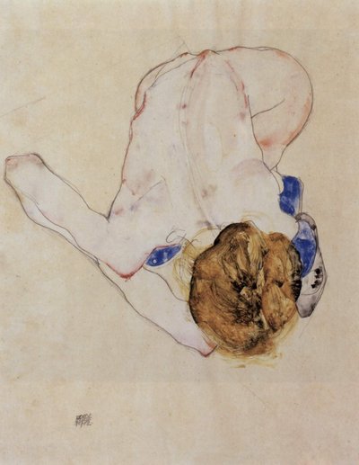 Female Nude Bending Forward by Egon Schiele